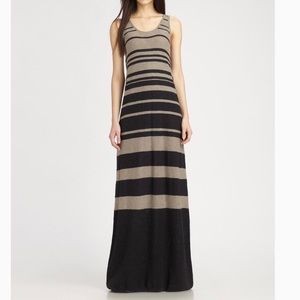 Vince Black and Tan Striped Maxi Dress Size Large